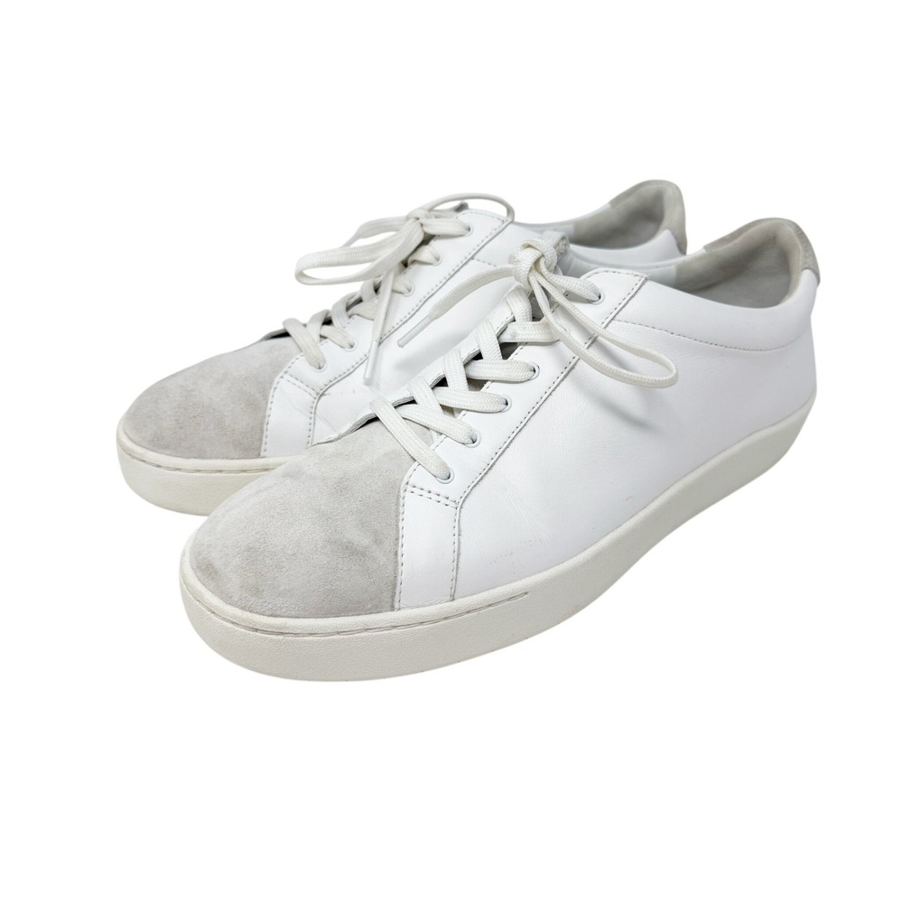 Vince Women's Janna Sneakers White Leather Grey Suede 9